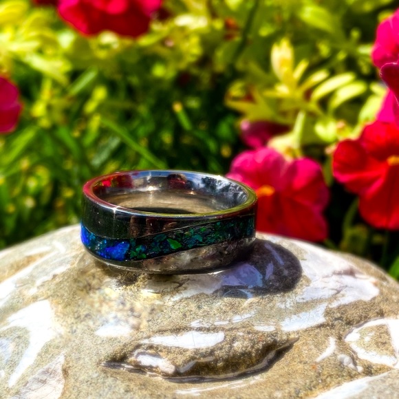 Opal and Titanium Wave ring - Picture 1 of 3